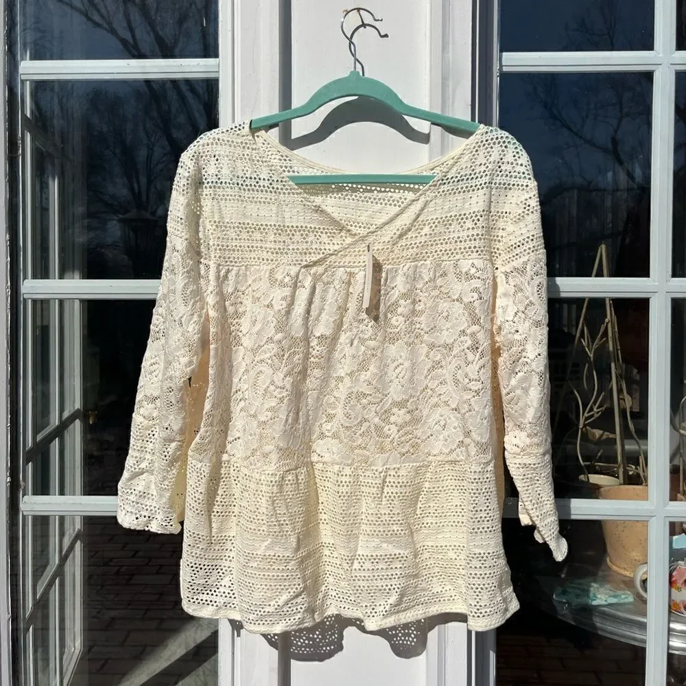 Anthropologie Meadow Rue Lace Cross-back Top NWT